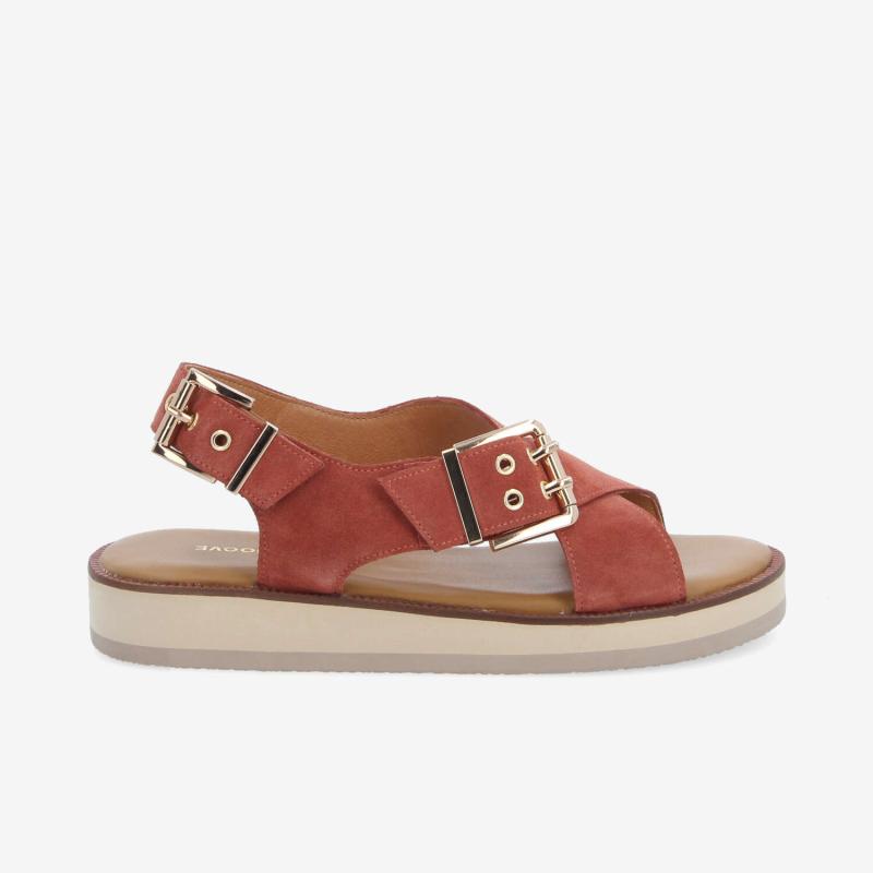 SIGUI CROSS SANDAL W - SUEDE - MARRON